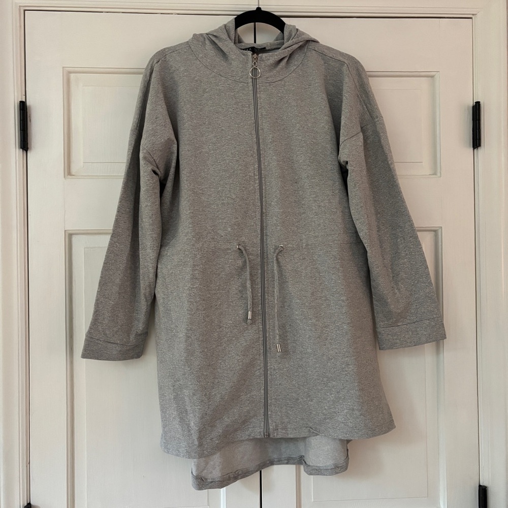 Refka Women's Casual Gray Utility Jacket Full Zip‎ Hooded Sweatshirt Size US 10